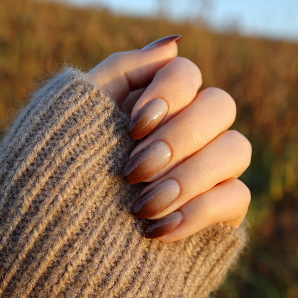 Short Ombre Nails: Soft Blends You’ll Keep Staring At 13 attractive brown ombre nails with outdoor backgrou 1
