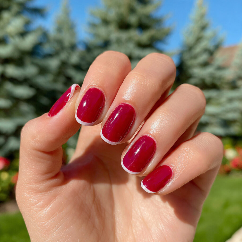 Short Nails French Tip: Clean, Cute & Timelessly Chic 4 attractive cherry red french tips short nails with