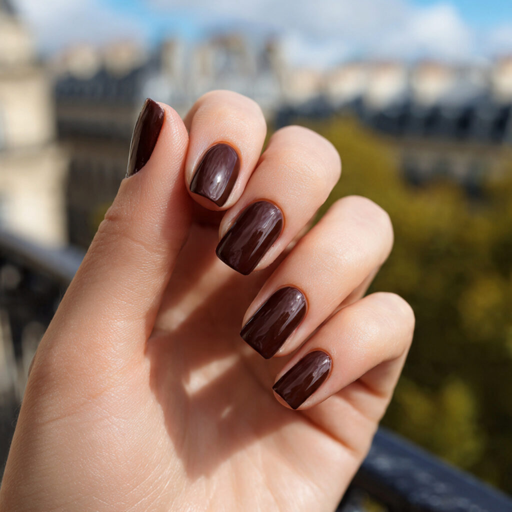 Nail Inspo Solid Color: Simple Shades That Feel So Put-Together 7 attractive chocolate brown solid nails with outdoo