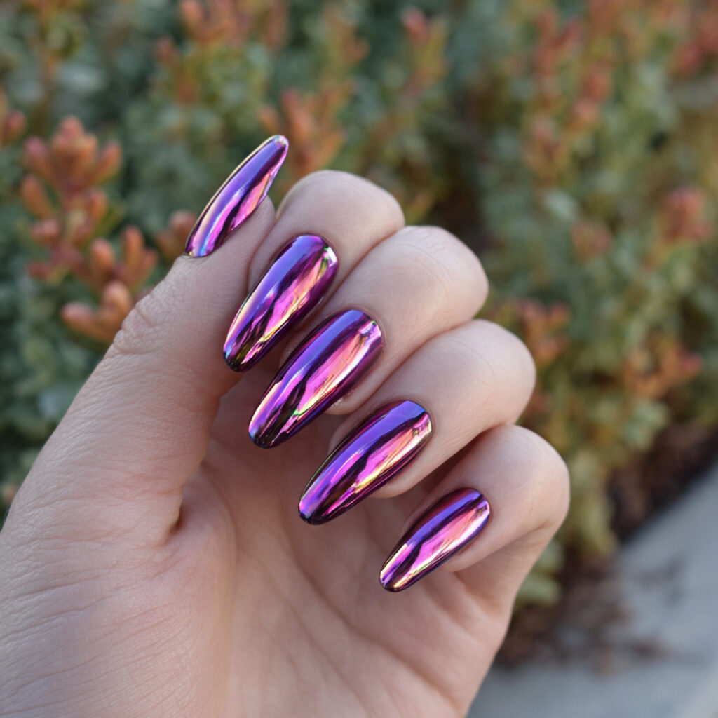 Nail Inspo Solid Color: Simple Shades That Feel So Put-Together 13 attractive chrome glazed solid nails with outdoor 1