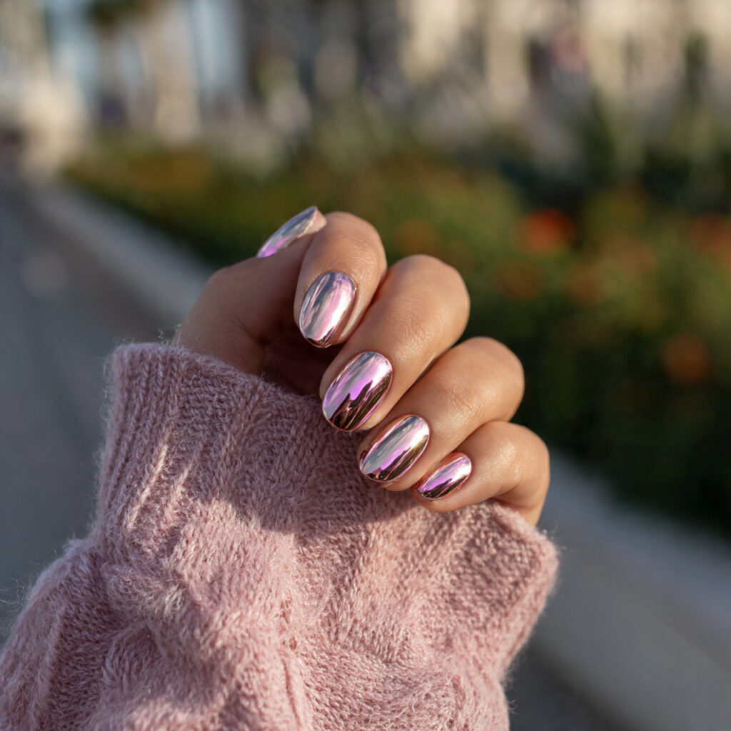 Short Ombre Nails: Soft Blends You’ll Keep Staring At 9 attractive chrome ombre short nails with outdoor b