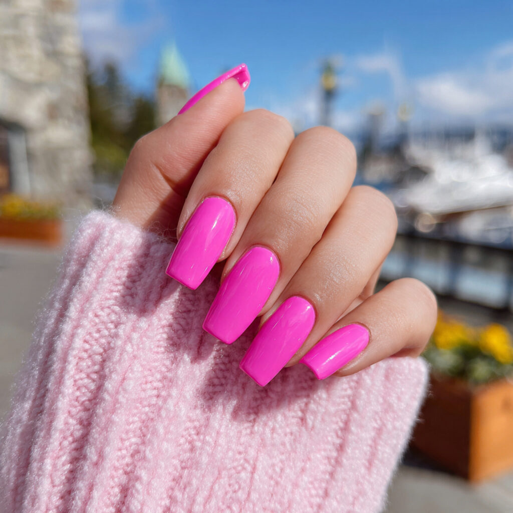Barbie Pink Nails: The Ultimate Girly Glow-Up 1 attractive classic glossy barbie pink nails with o