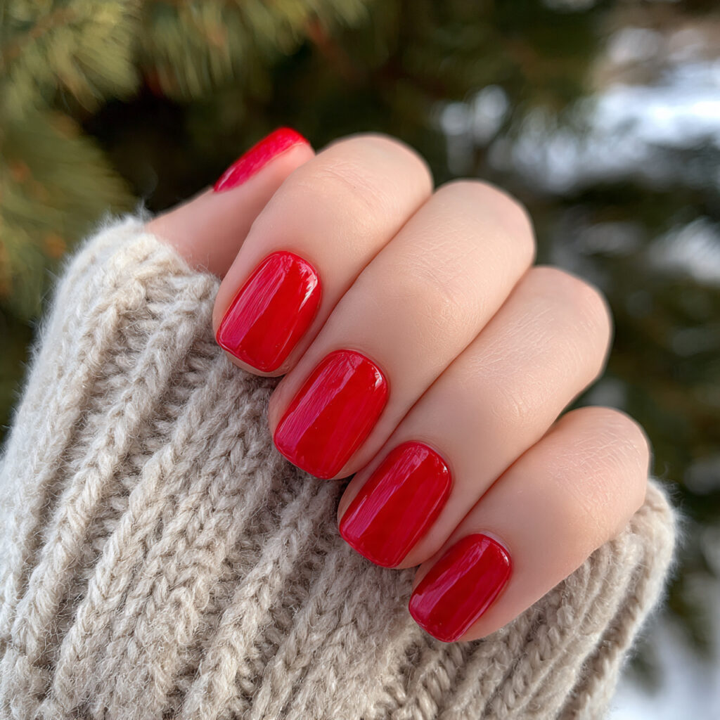Short Nails Winter: Cozy, Chic & Effortlessly Cute 7 attractive classic red winter short nails with out