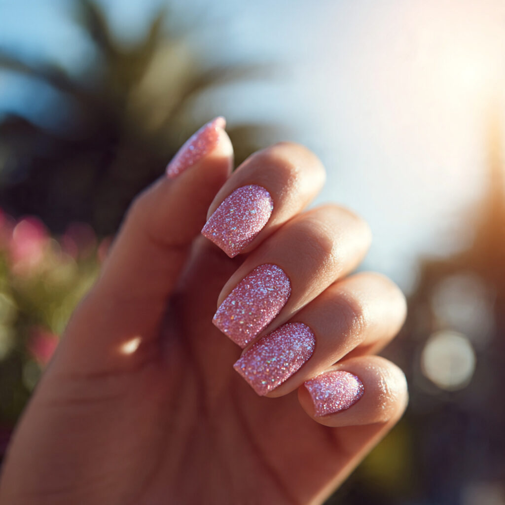 Pink Nails Square: Clean, Cute & Instantly Polished 11 attractive close up of glitter pink square nails m 1