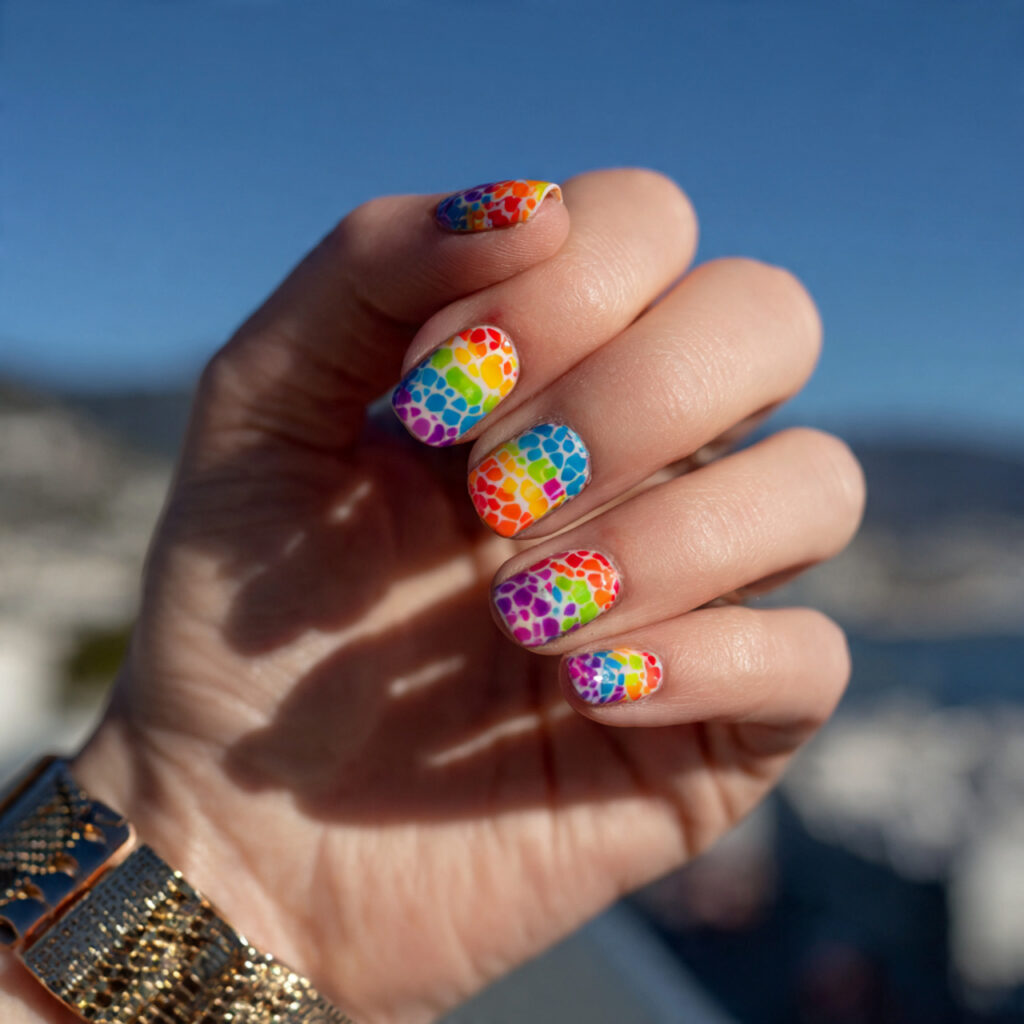 Nail Inspo for Kids: Cute, Colorful & Playful Designs to Try 4 attractive colorful skittle short nails with outdo