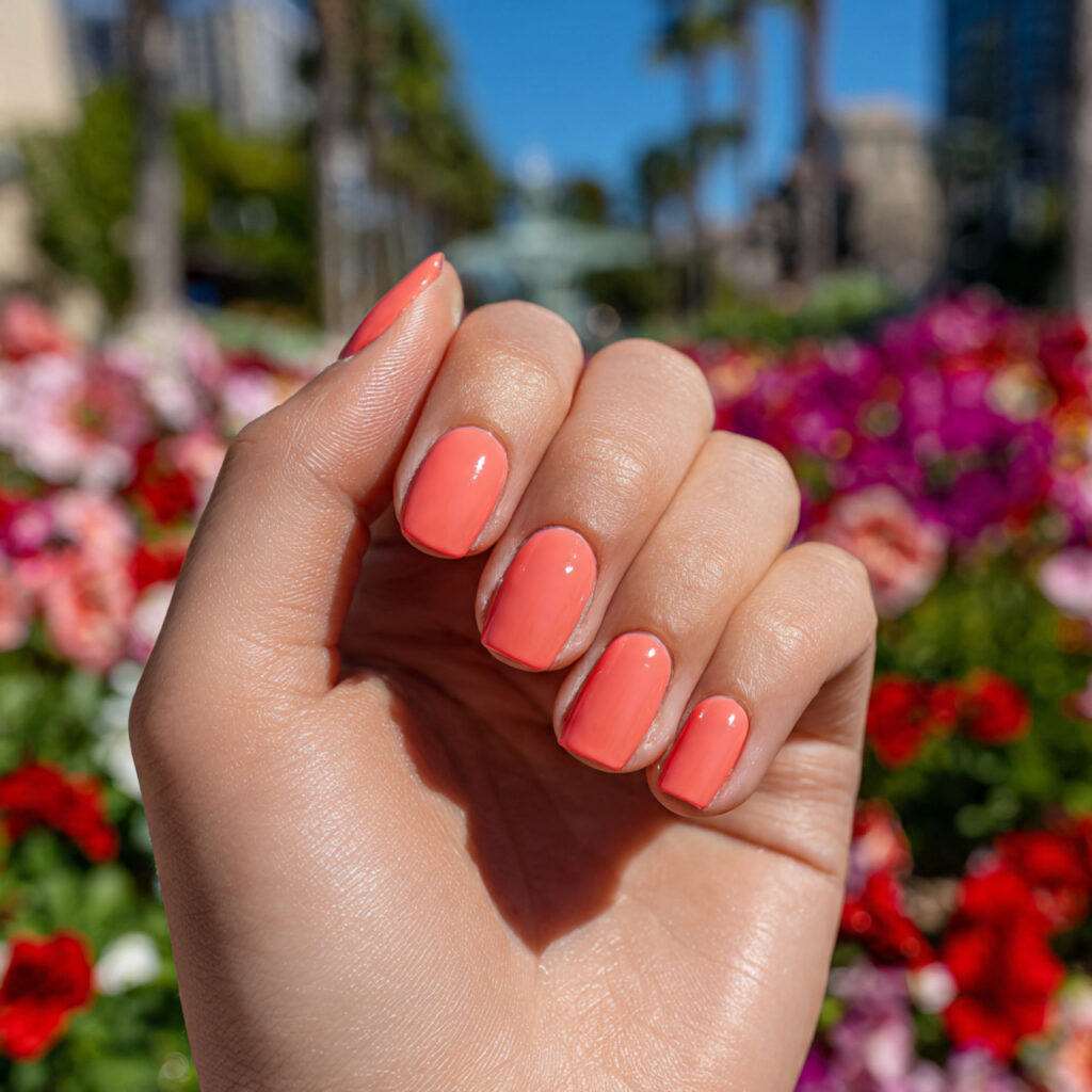 Nail Inspo Square Medium: Chic, Balanced & Aesthetic Ideas You’ll Love 12 attractive coral gloss square medium nails with ou