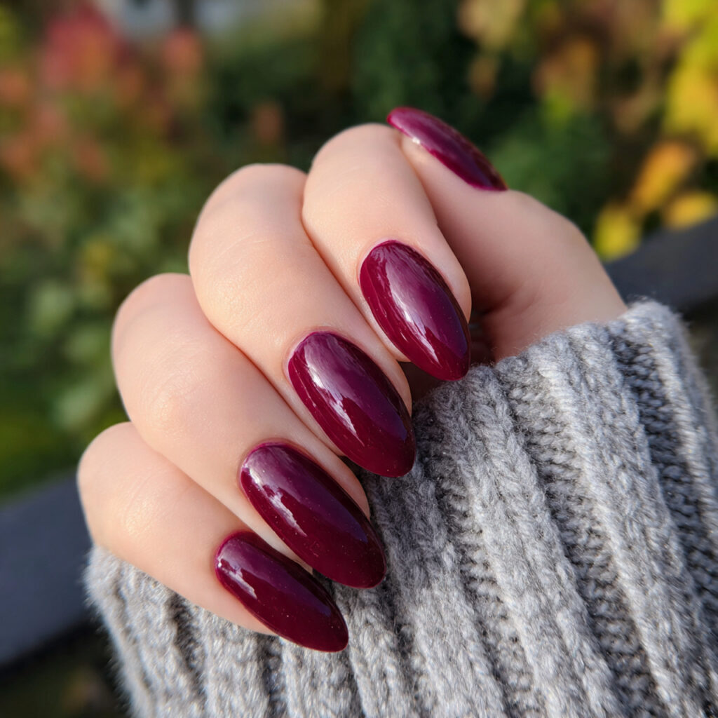 Nail Inspo Solid Color: Simple Shades That Feel So Put-Together 8 attractive deep burgundy solid nails s with outdoo