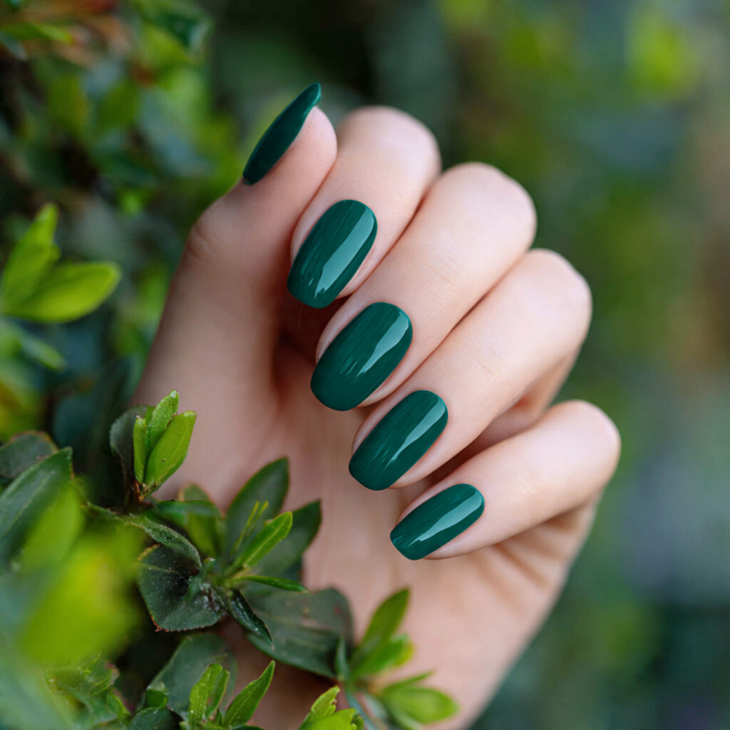 Nail Inspo Solid Color: Simple Shades That Feel So Put-Together 12 attractive emerald green solid nail with outdoor b
