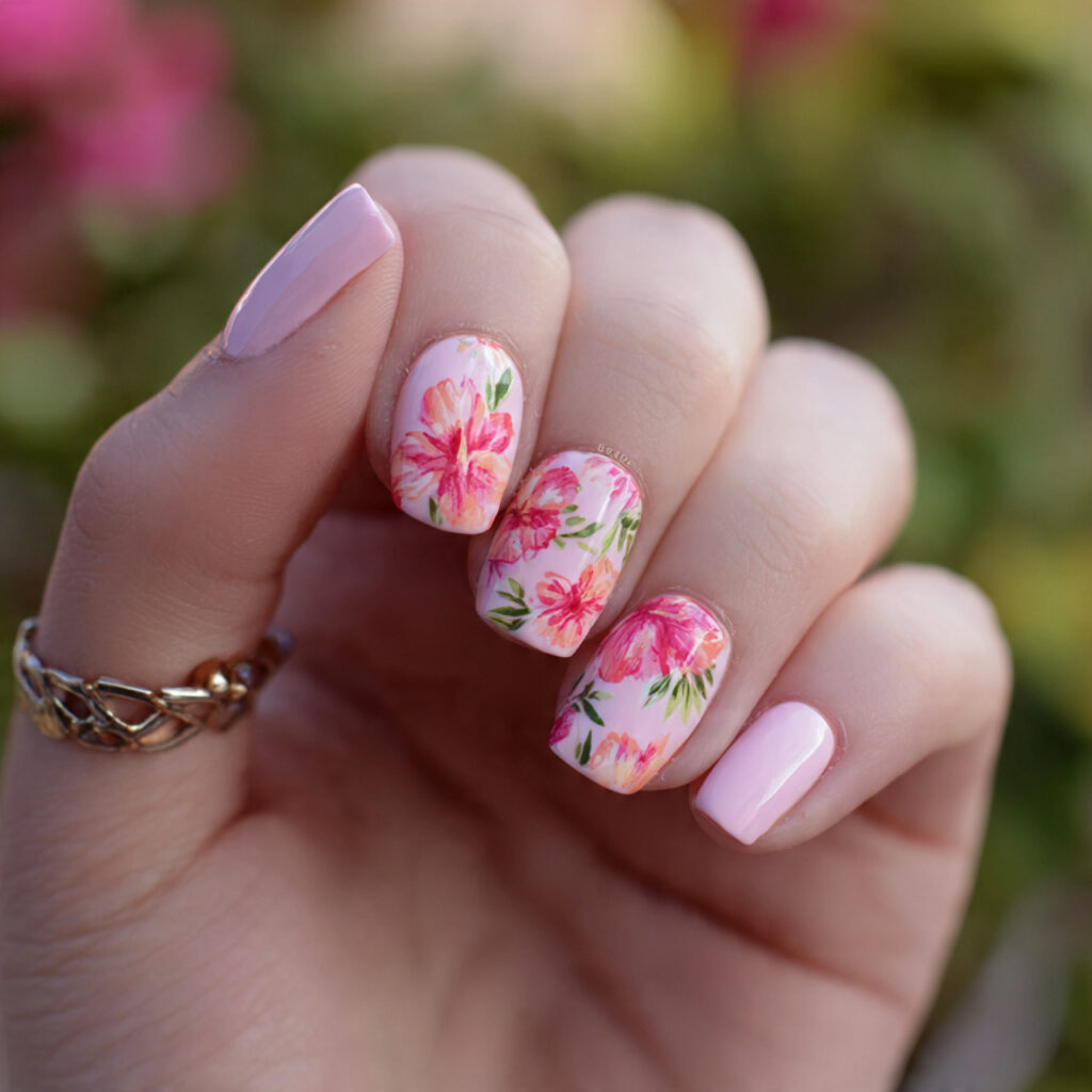 Short Nails Cute: Tiny Designs You’ll Instantly Fall For 11 attractive floral short nail art short nails with