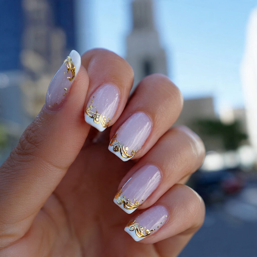 Nail Inspo With Thumb: The Tiny Detail That Changes Everything 6 attractive french tips with gold thumb design with