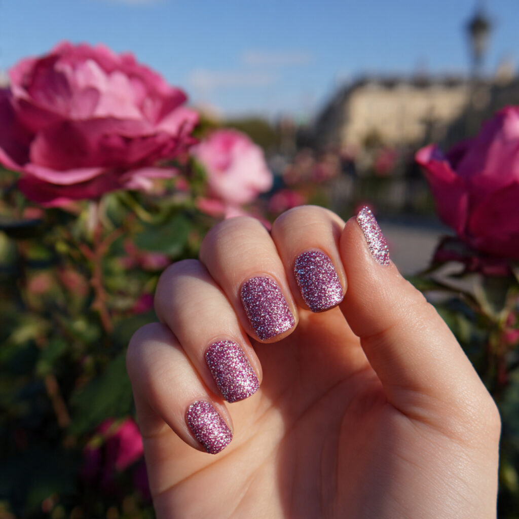 attractive glitter accent square nails with outdoo