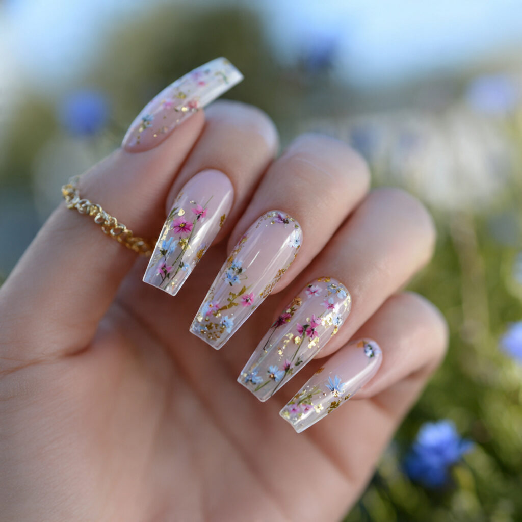 Short Coffin Nails Designs: Chic, Cute & Totally Addictive Ideas 12 attractive glossy clear coffin nails with outdoor