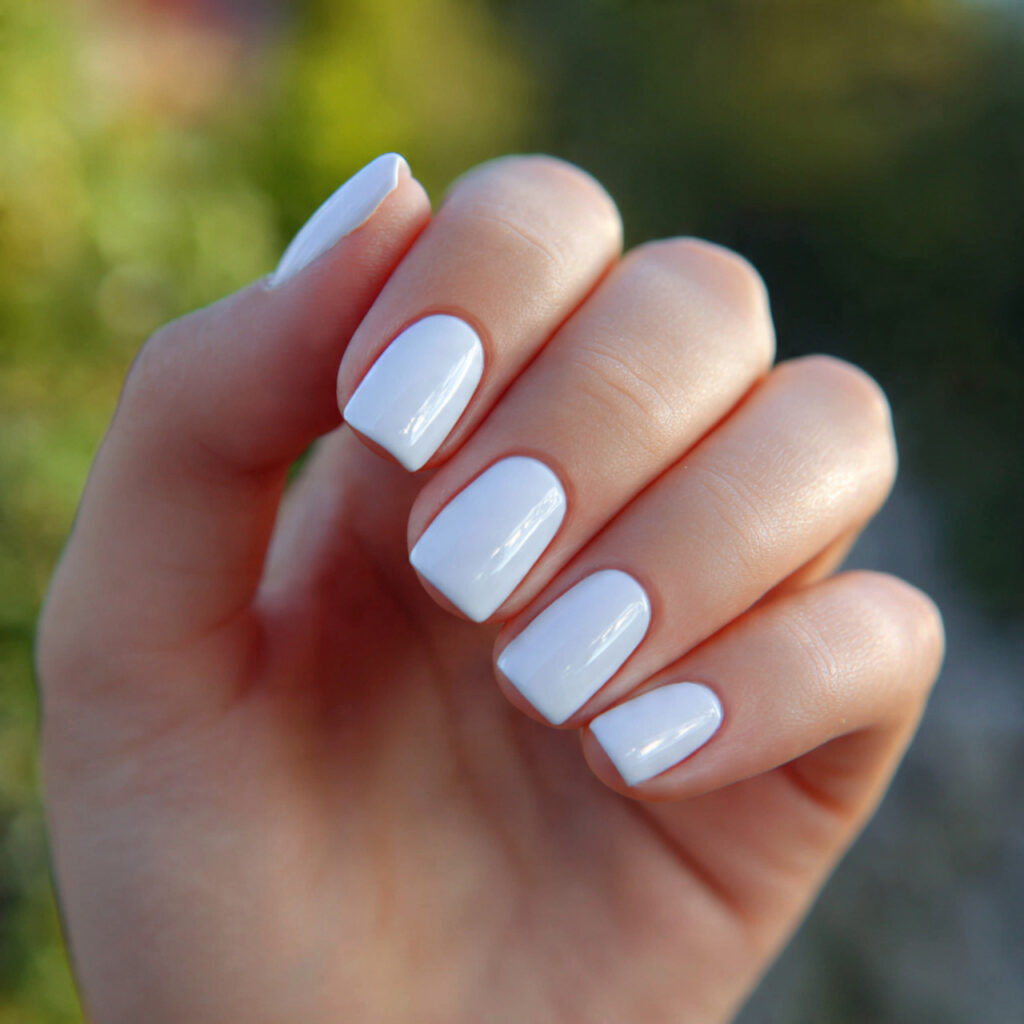 Nail Inspo Plain: Soft, Minimal Looks That Feel Effortlessly Chic 10 attractive glossy white plain nails with outdoor b