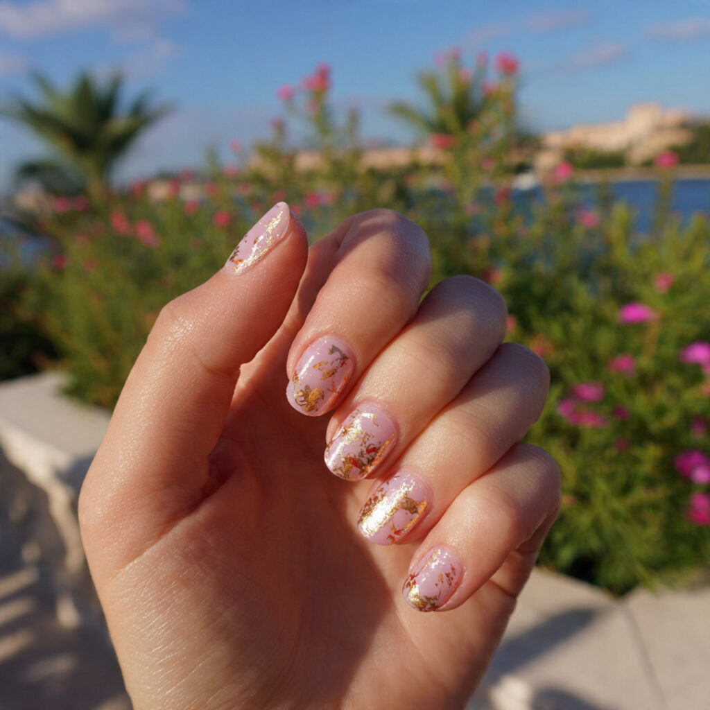 Nail Art for Short Nails: 14 Cute & Aesthetic Ideas You’ll Love 9 attractive gold foil accent short nails with outdo 1