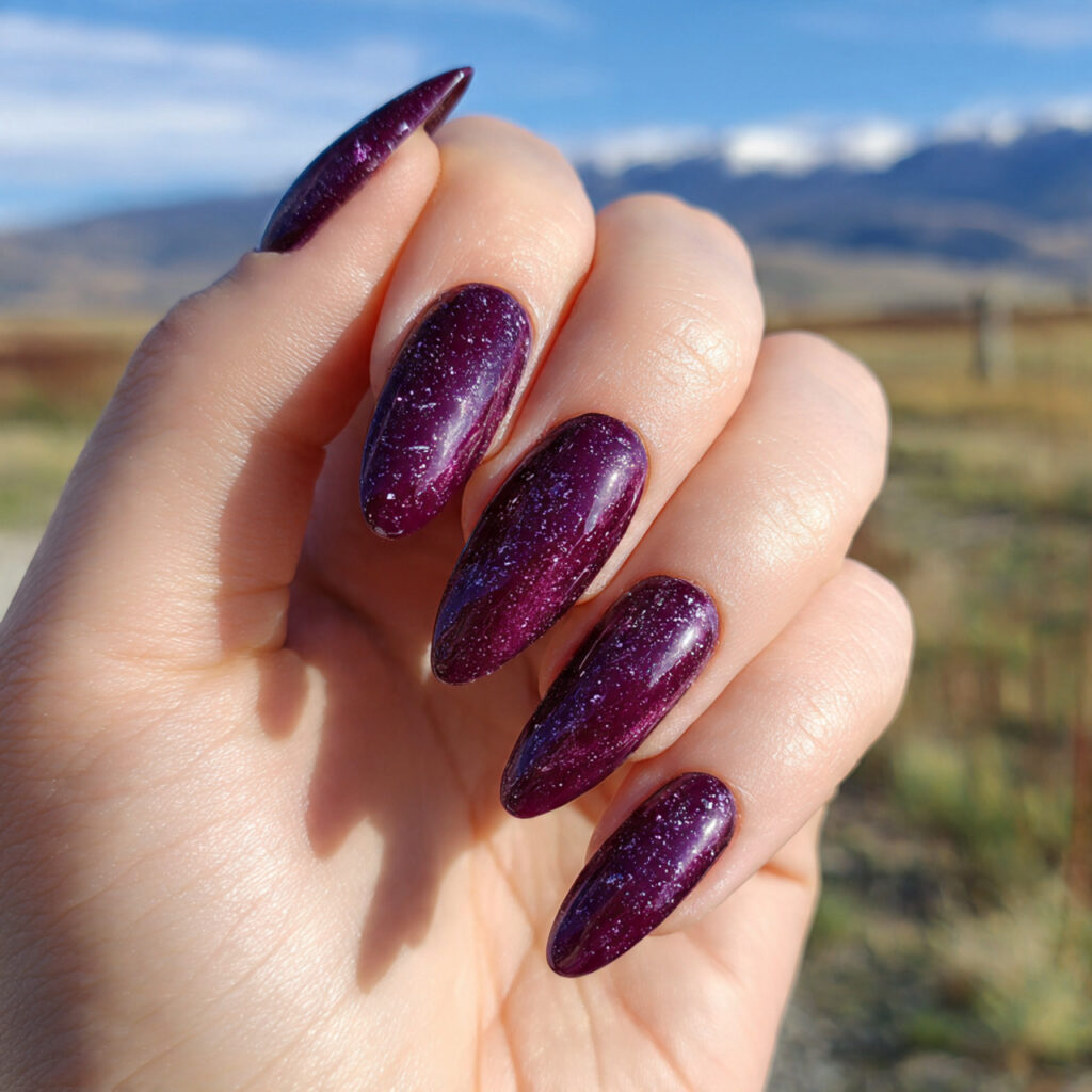 Nail Inspo Purple: 14 Dreamy & Trendy Designs You’ll Love 12 attractive grape gloss purple nails with outdoor b
