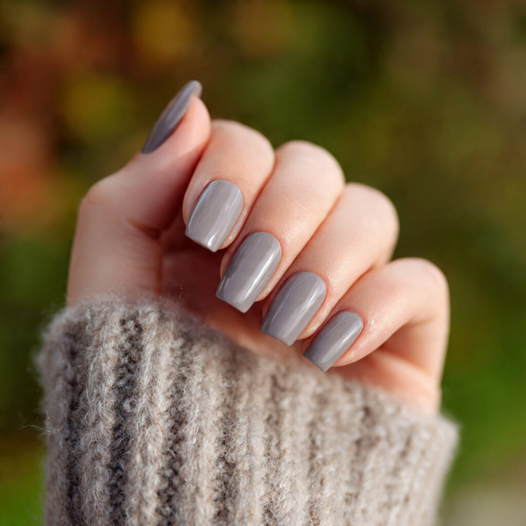 Nail Inspo Plain: Soft, Minimal Looks That Feel Effortlessly Chic 9 attractive grey minimal plain nails with outdoor b