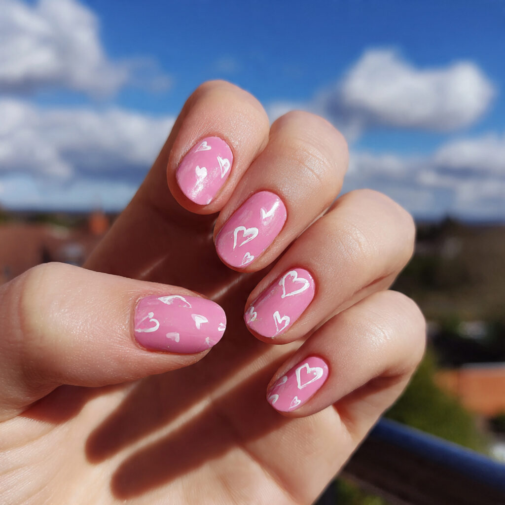 Short Nails Cute: Tiny Designs You’ll Instantly Fall For 5 attractive heart accent short nails with outdoor b