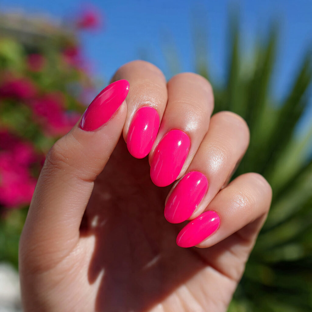 Pink Gel Nails: 12 Glossy, Dreamy & Totally Addictive 6 attractive hot pink gel statement nails outdoor ba