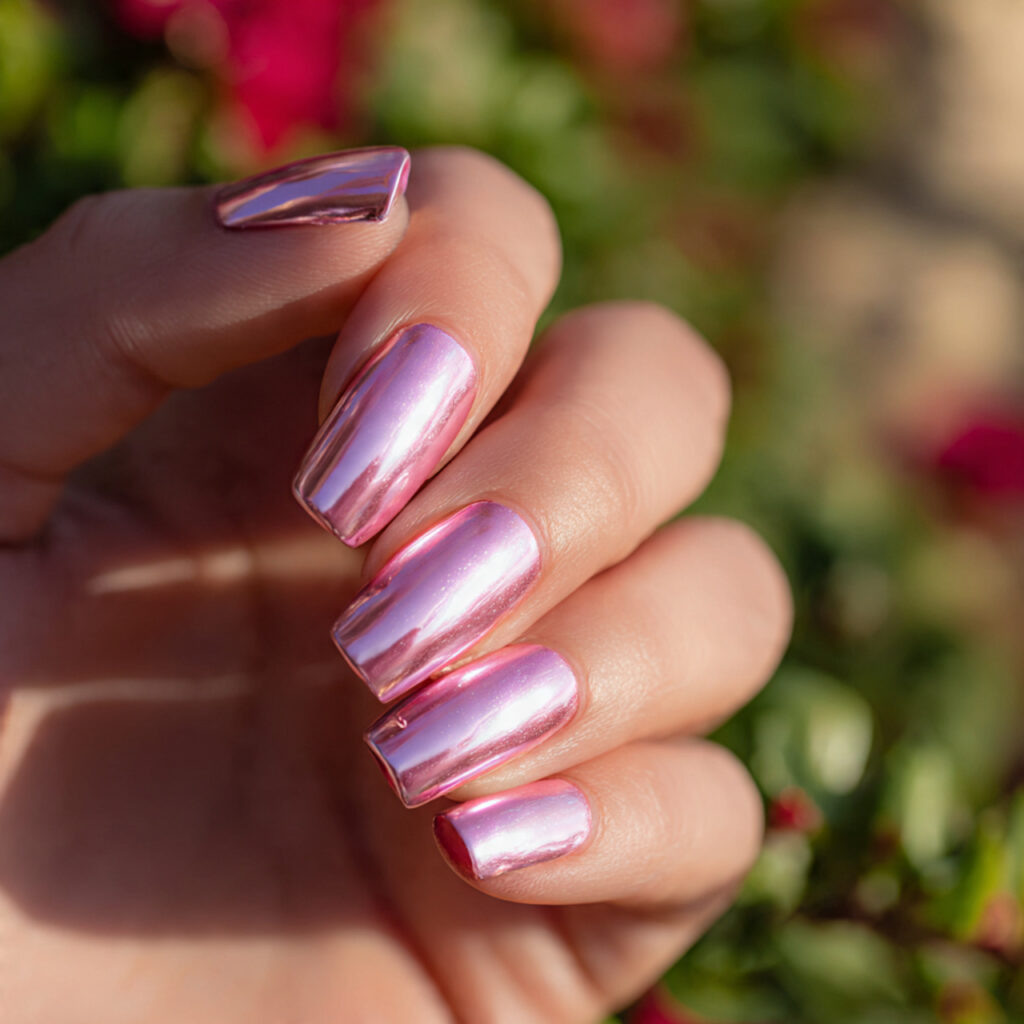 Pink Nails Square: Clean, Cute & Instantly Polished 10 attractive image of pink chrome square nails close 1