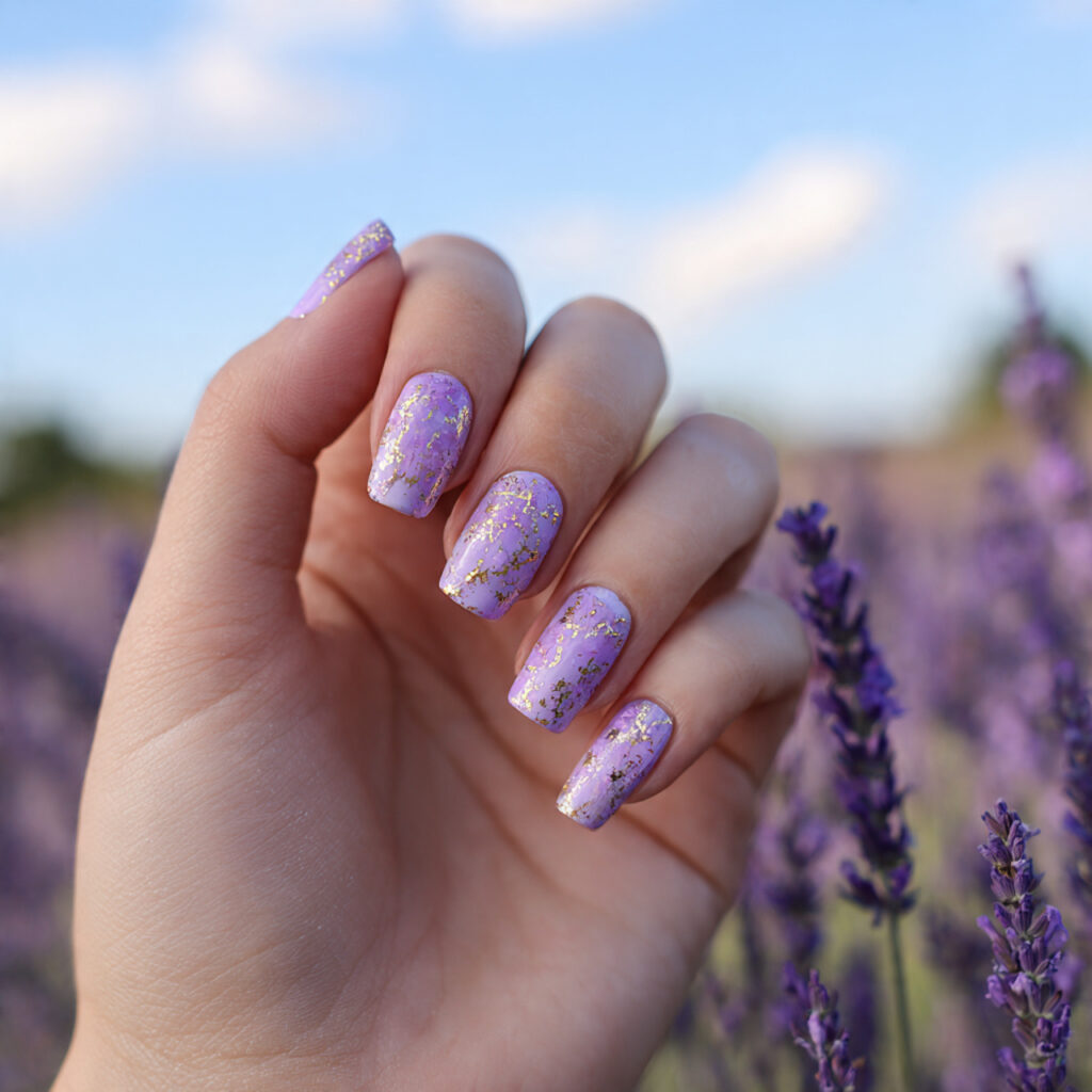 Short Nails Spring: Fresh, Soft & Effortlessly Pretty Ideas 11 attractive lavender dream short nails with outdoor