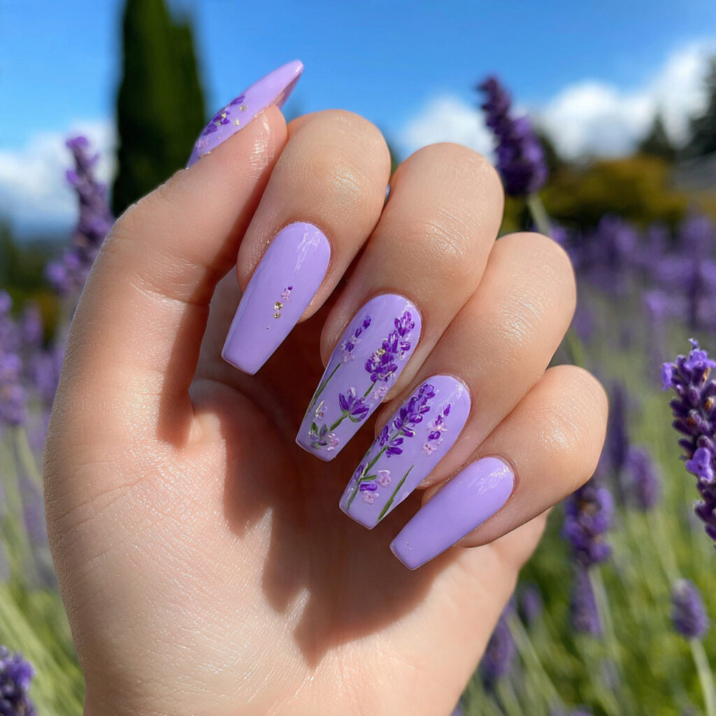 Nail Inspo Flower: The Dreamiest Floral Nail Ideas You’ll Want to Copy 8 attractive lavender floral dreams nails with outdo