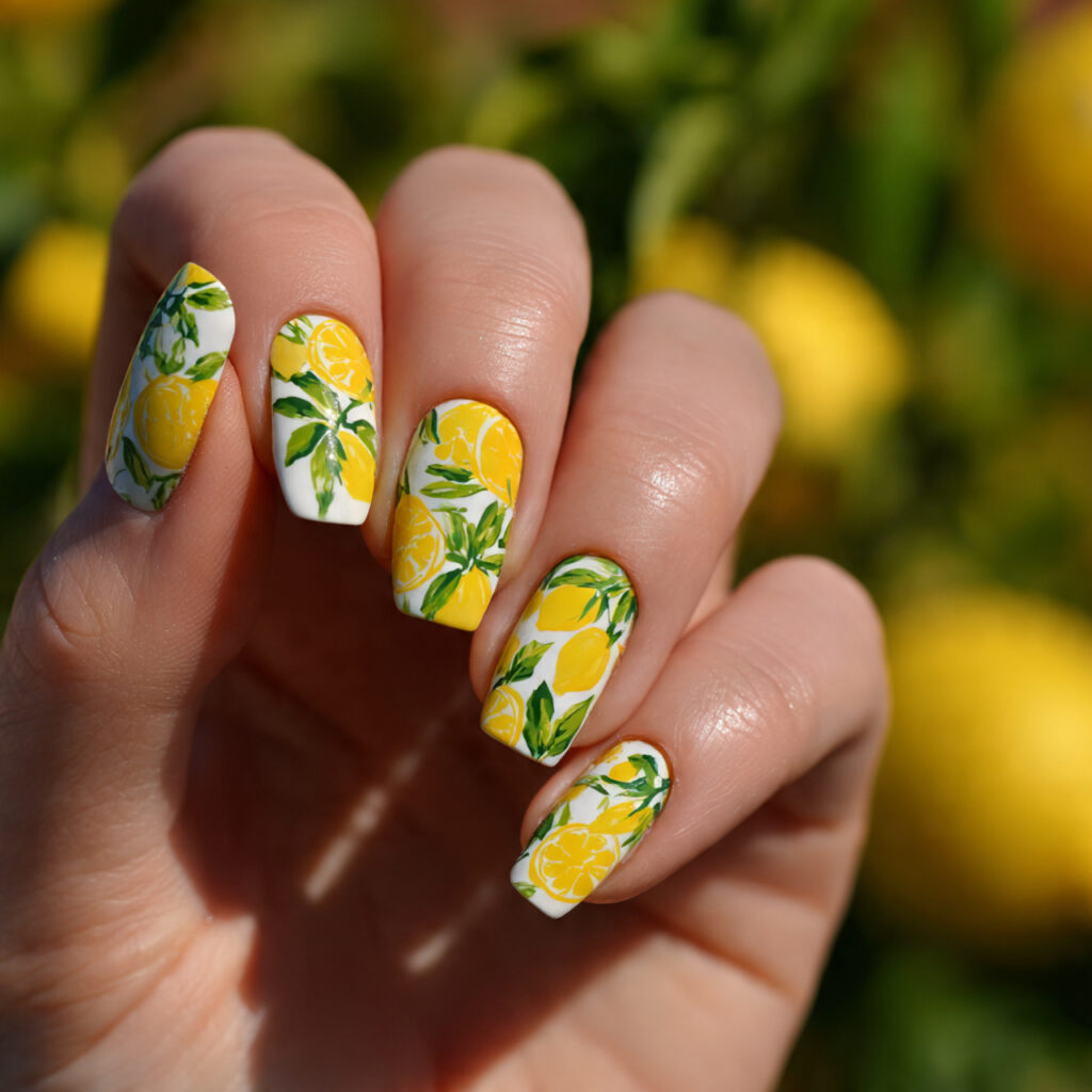 Nail Inspo Yellow: Bright, Happy & Sunshine-Ready 6 attractive lemon inspired nail art with outdoor ba