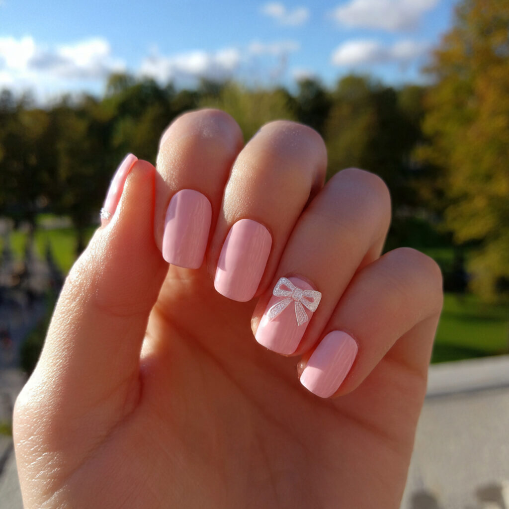 Light Pink Nails with Design: Soft Details, Dreamy Perfection 6 attractive light pink nails with bow design with o