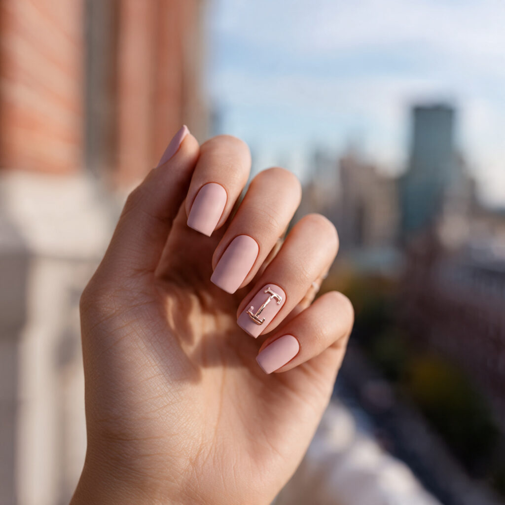 Nail Inspo with Initial: Personal, Pretty & Totally Your Vibe 8 attractive matte nails with minimal initial with o