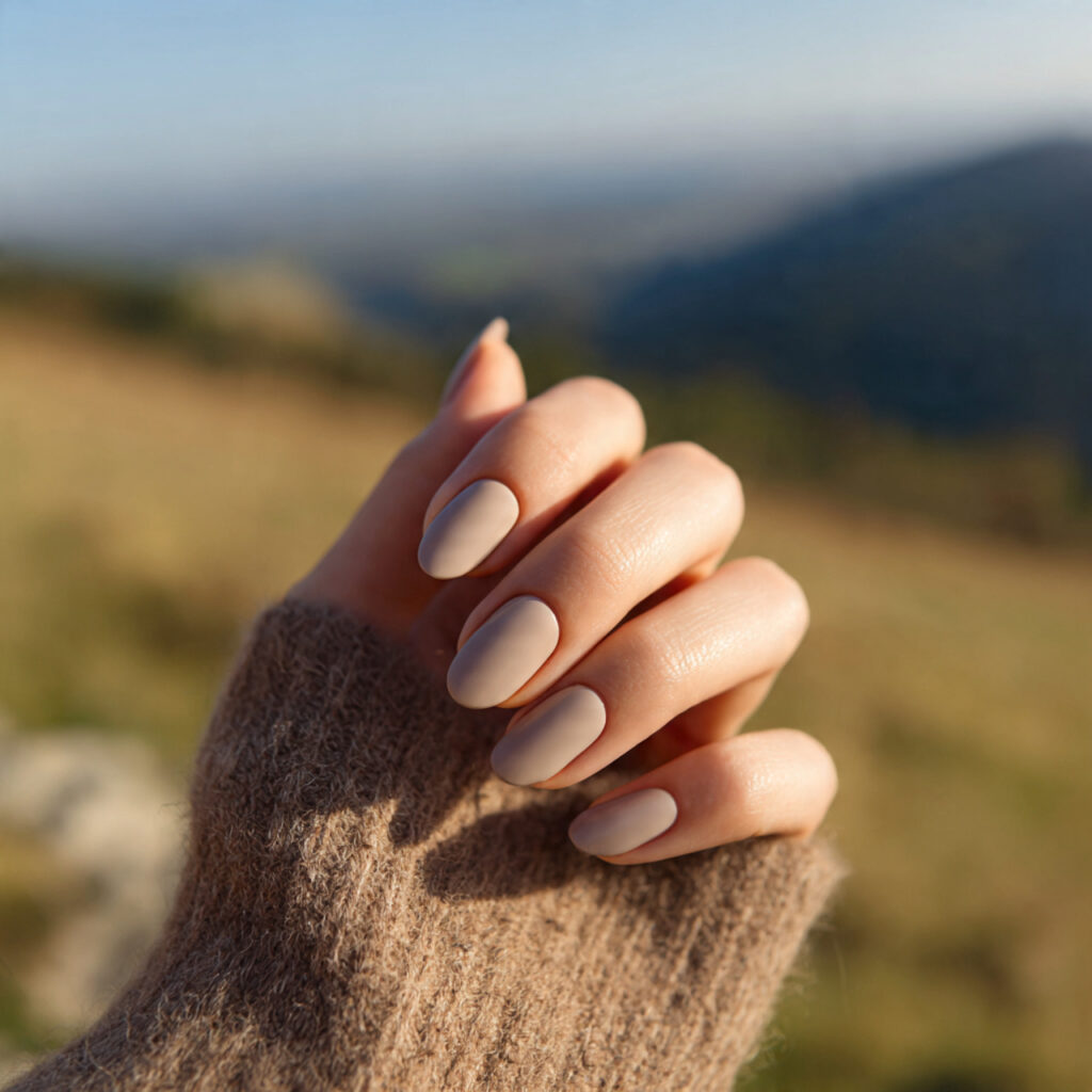 Nail Inspo Back to School: Cute, Fresh Looks You’ll Love All Semester 12 attractive matte neutral nails with outdoor backgr