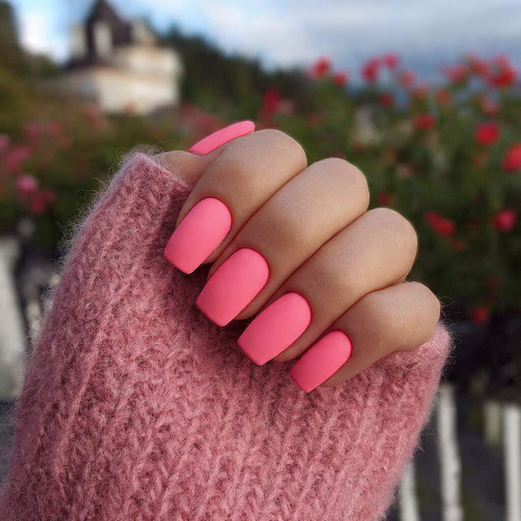 Pink Nude Nails: 12 Soft, Elegant & Effortlessly Addictive 7 attractive matte pink nails with outdoor backgroun