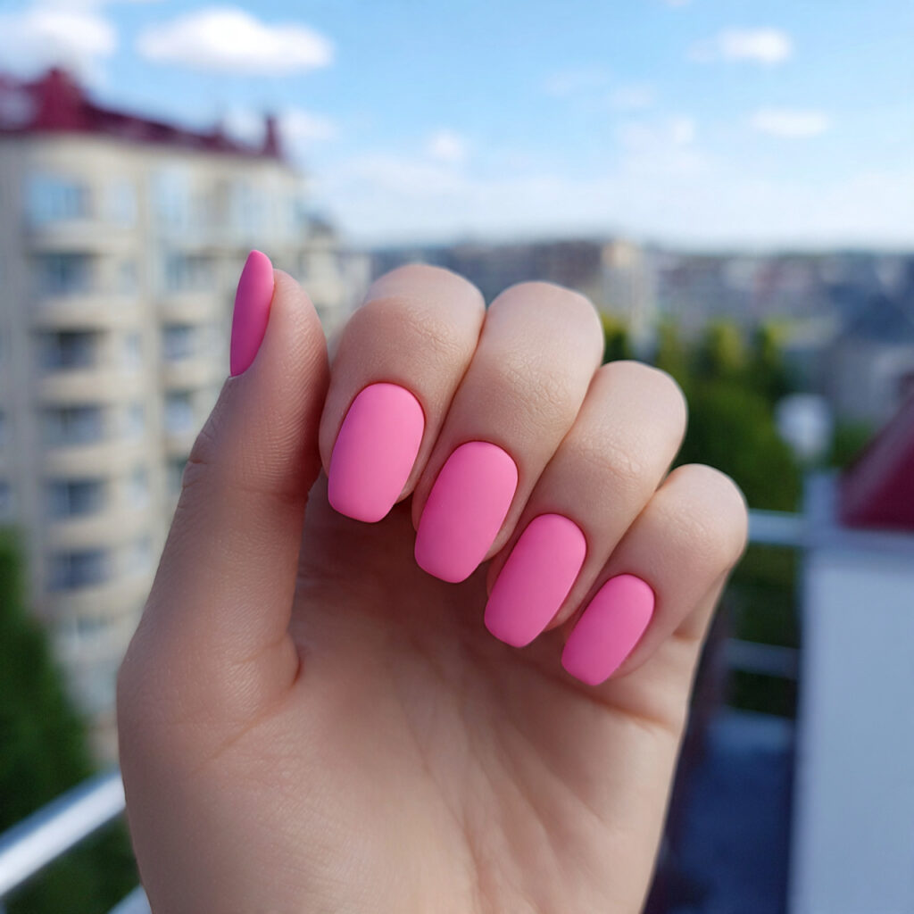 Pink Nails Short Trendy: Cute, Clean & Instantly Pretty 12 attractive matte pink short nails with outdoor bac