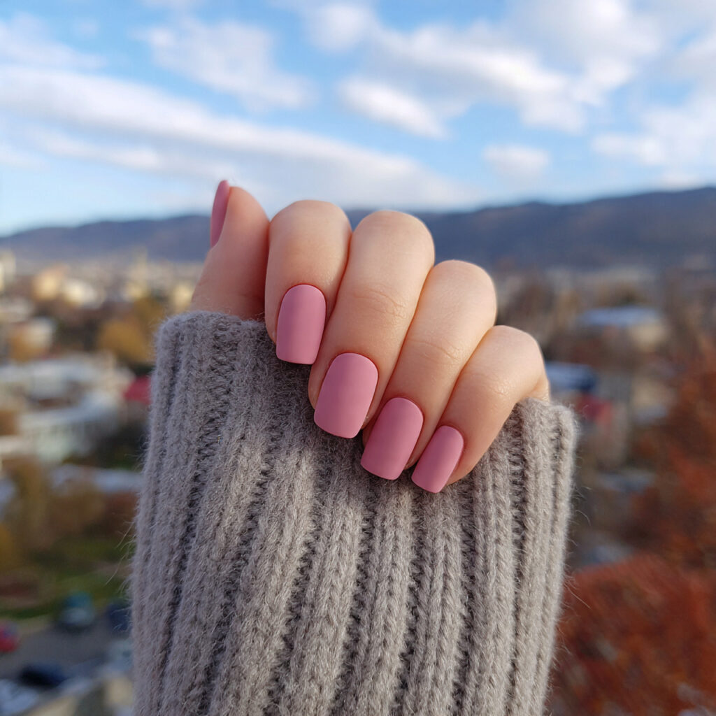Pink Square Nails: 14 Clean Lines, Soft Energy & Endless Charm 12 attractive matte pink square nails with outdoor ba