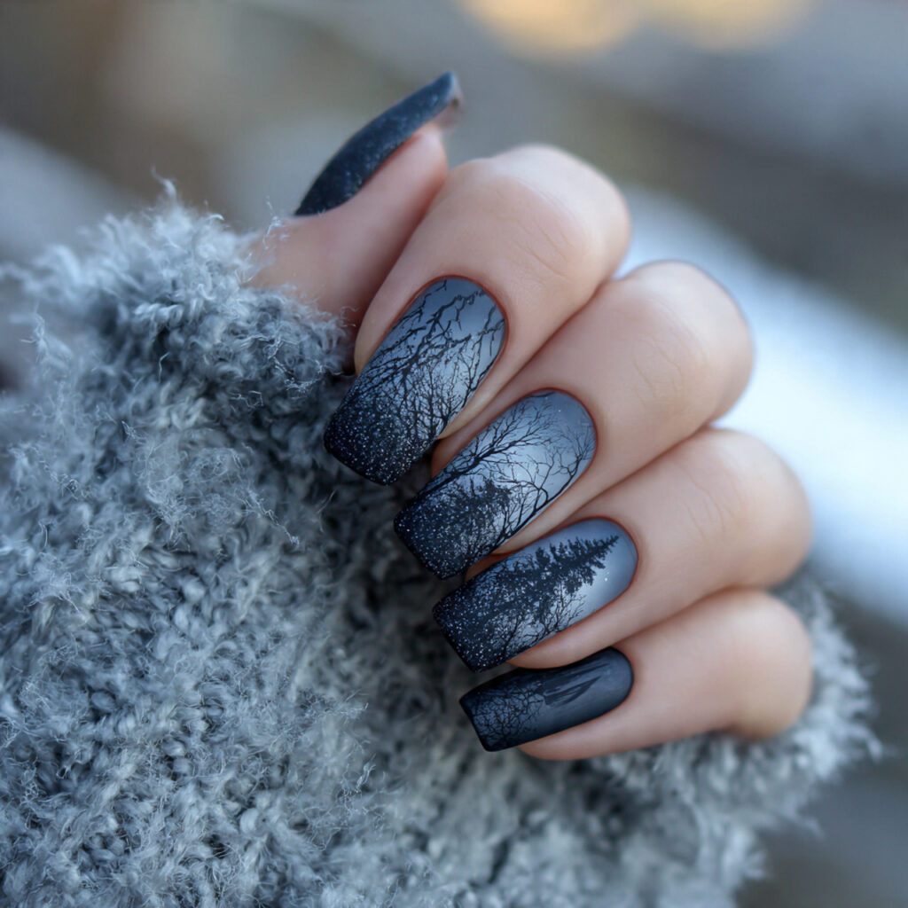 Short Nails Winter: Cozy, Chic & Effortlessly Cute 11 attractive matte winter nails with outdoor backgro