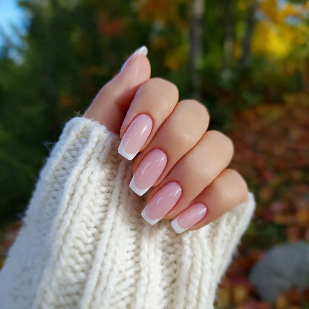 Short Coffin Nails Designs: Chic, Cute & Totally Addictive Ideas 9 attractive micro french coffin nails with outdoor