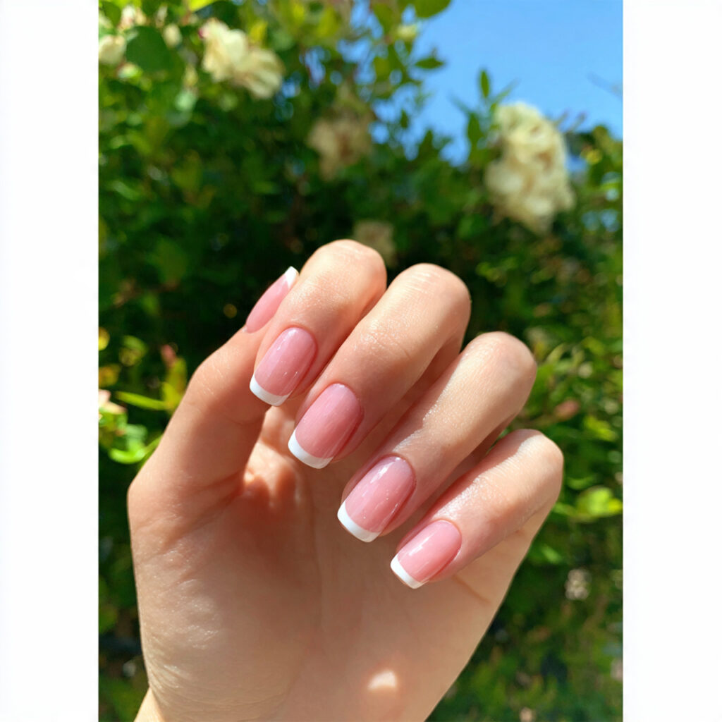 Short Nails Ideas Simple: 14 Cute & Effortless Looks You’ll Love 12 attractive micro french tip nails with outdoor bac 1