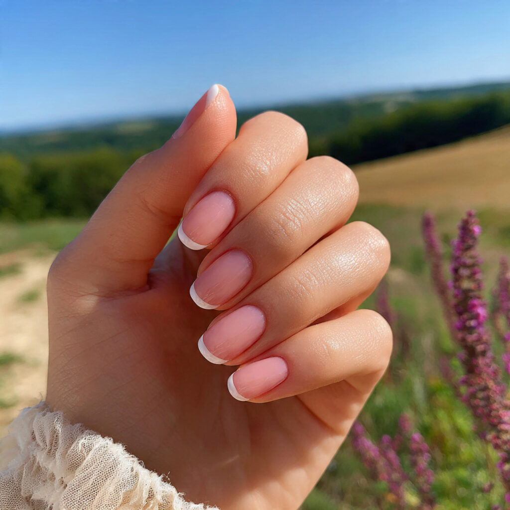 attractive micro french tip pointy short nails wit