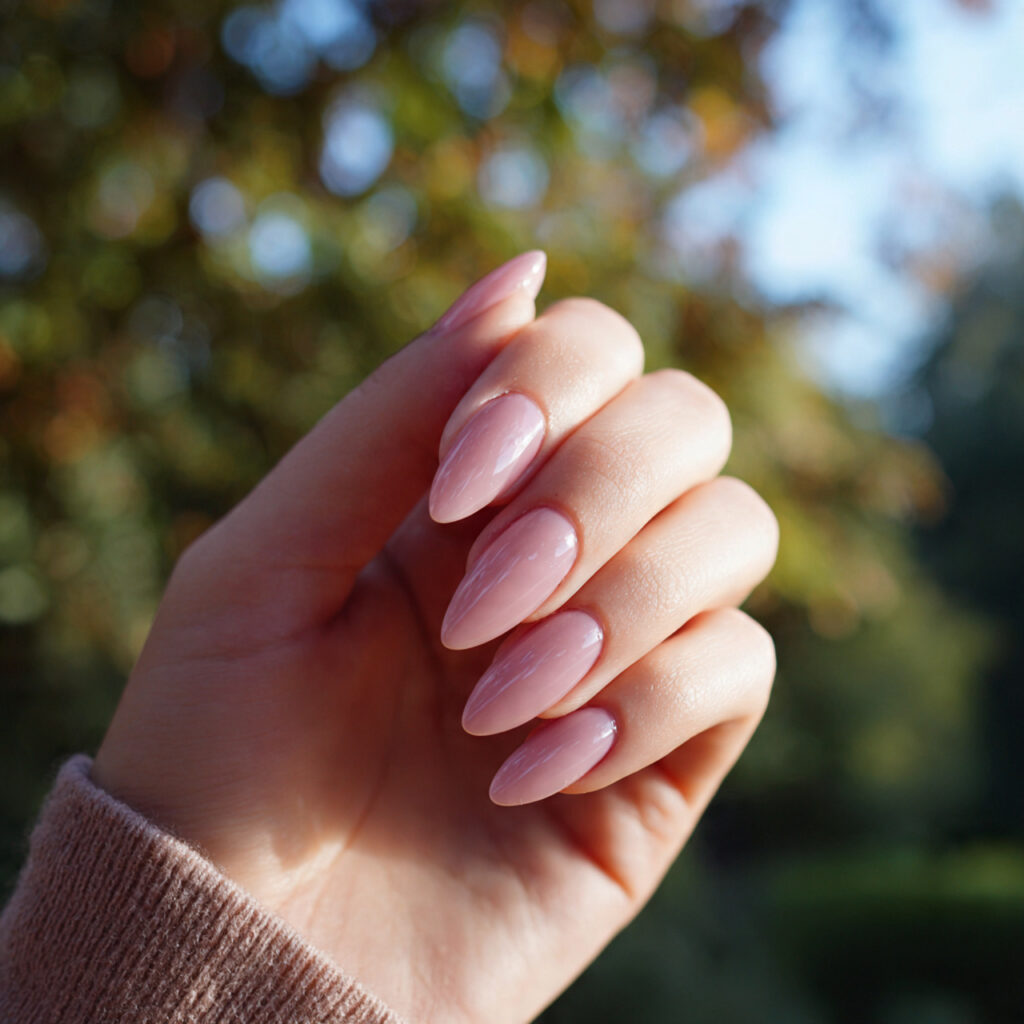 Nail Inspo Natural: Soft, Clean & Effortlessly Beautiful Ideas 4 attractive milk white natural nails with outdoor b