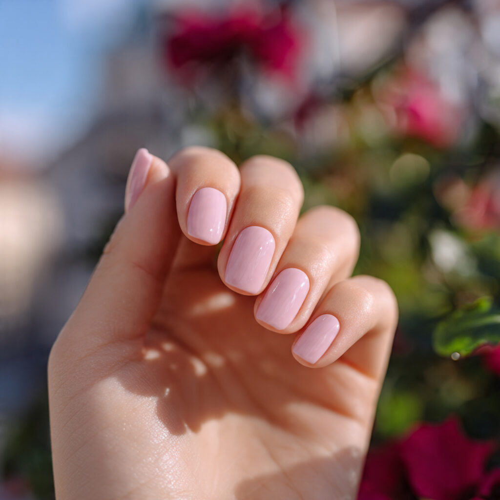 Extra Short Nails: Minimal, Cute & Effortlessly Chic 1 attractive milky pink extra short nails with outdo