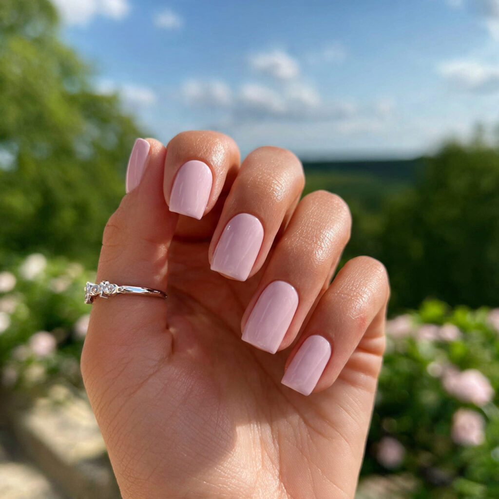 Pink Nails Square: Clean, Cute & Instantly Polished 1 attractive milky pink square nails with outdoor ba 2