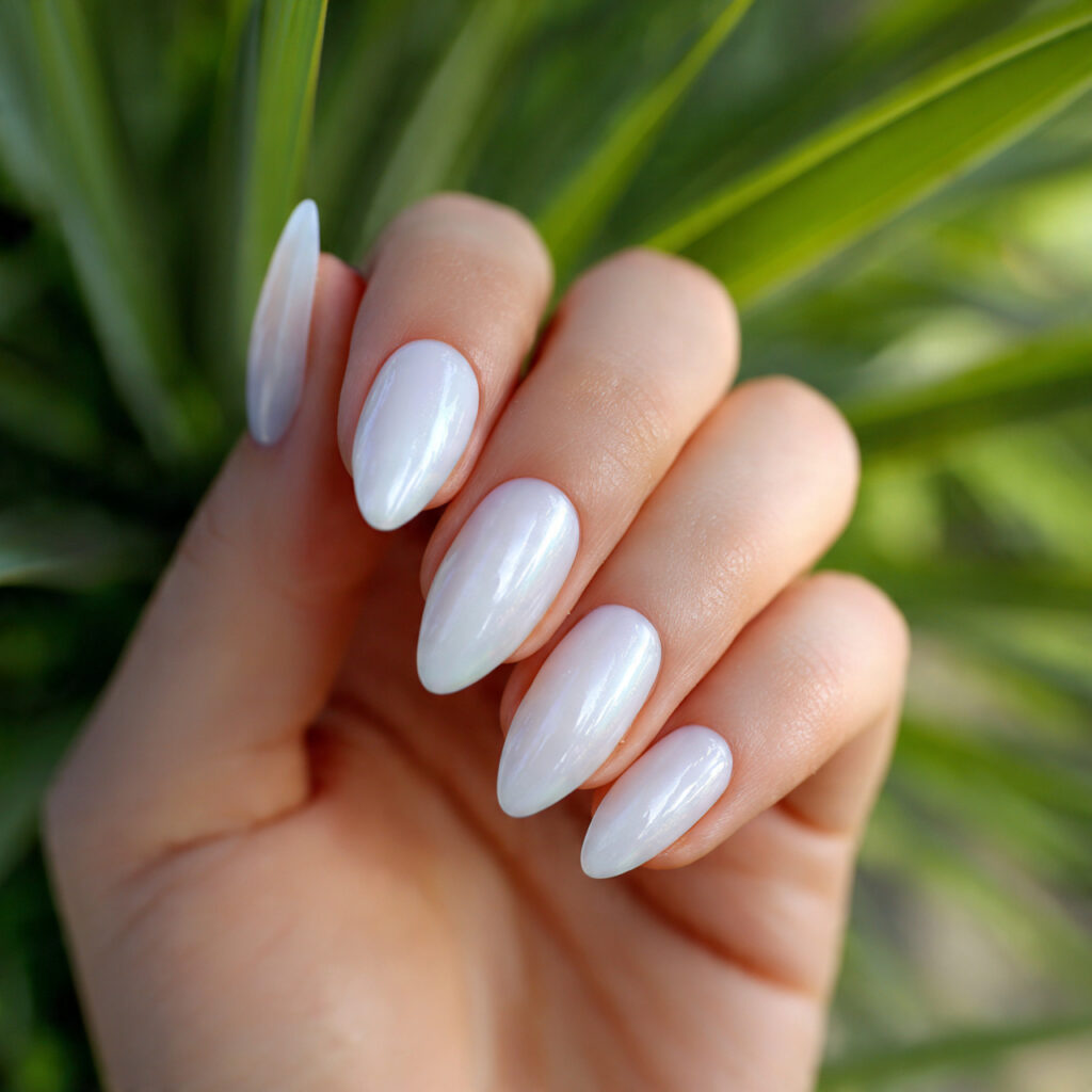 Nail Inspo Cat Eye: Magnetic Glow & Mesmerizing Shine 4 attractive milky white cat eye nails with outdoor