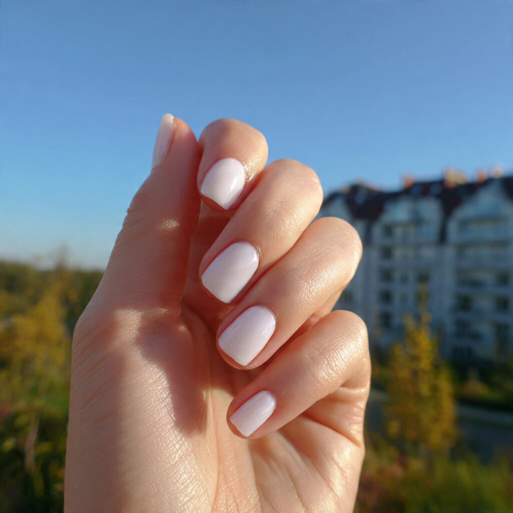 Short Nails Ideas Simple: 14 Cute & Effortless Looks You’ll Love 2 attractive milky white gloss nails with outdoor ba 1