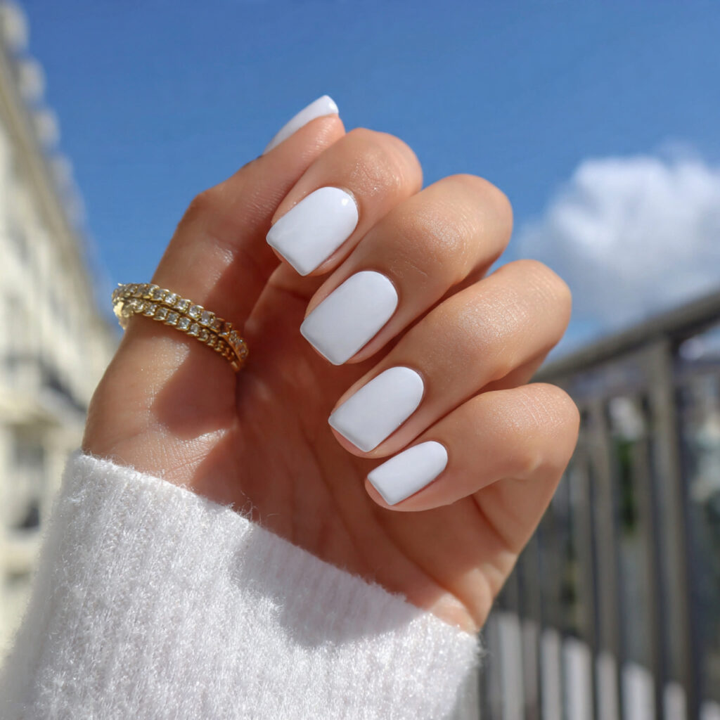 Nail Art for Short Nails: 14 Cute & Aesthetic Ideas You’ll Love 7 attractive milky white gloss nails with outdoor ba