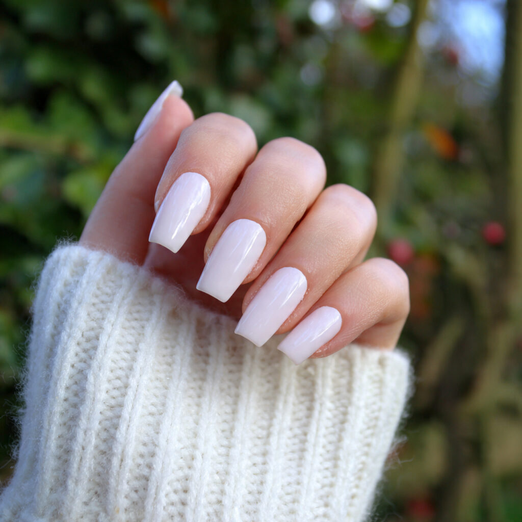 Short Coffin Nails Designs: Chic, Cute & Totally Addictive Ideas 1 attractive milky white short coffin nails with out
