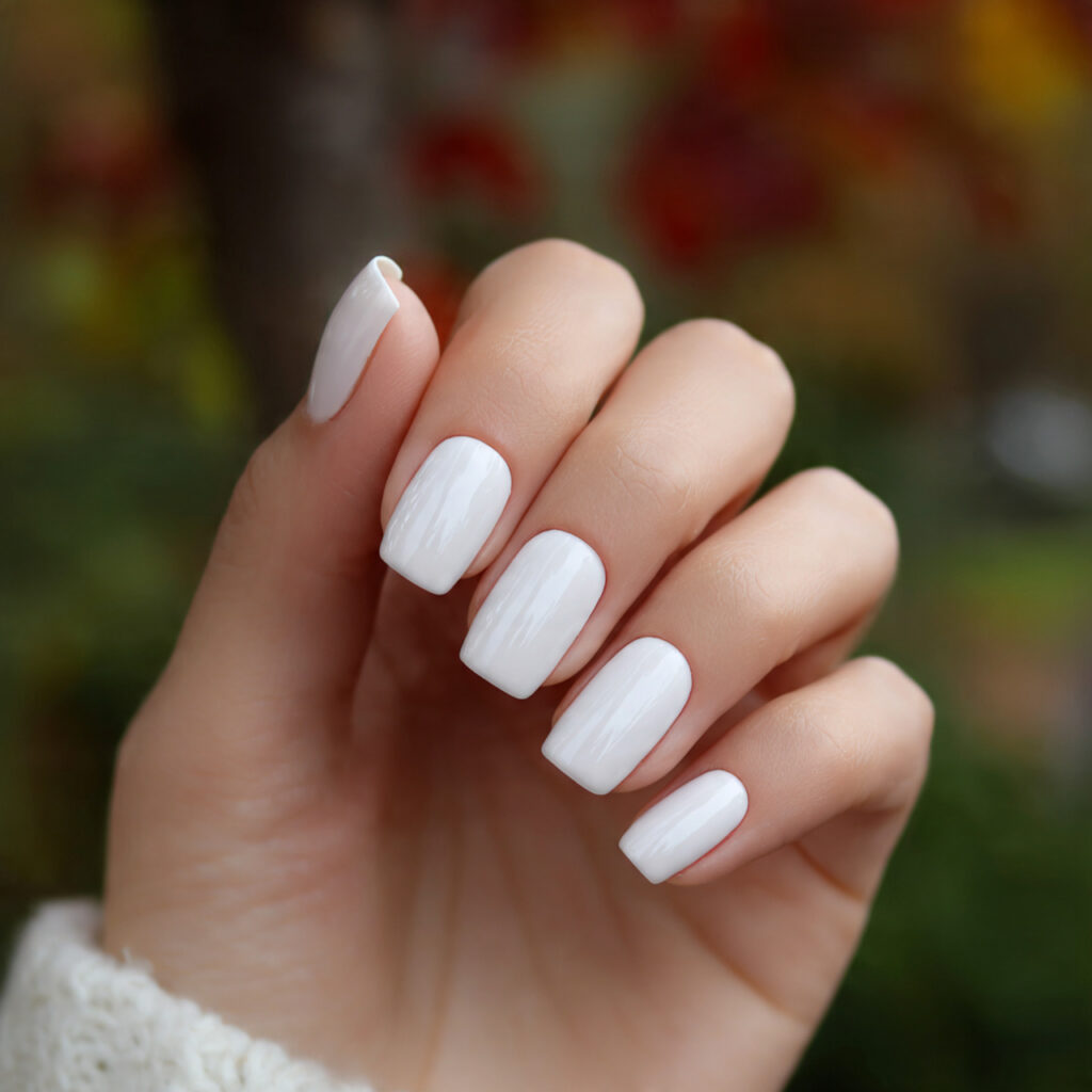 Nail Inspo Solid Color: Simple Shades That Feel So Put-Together 1 attractive milky white solid nails with outdoor ba