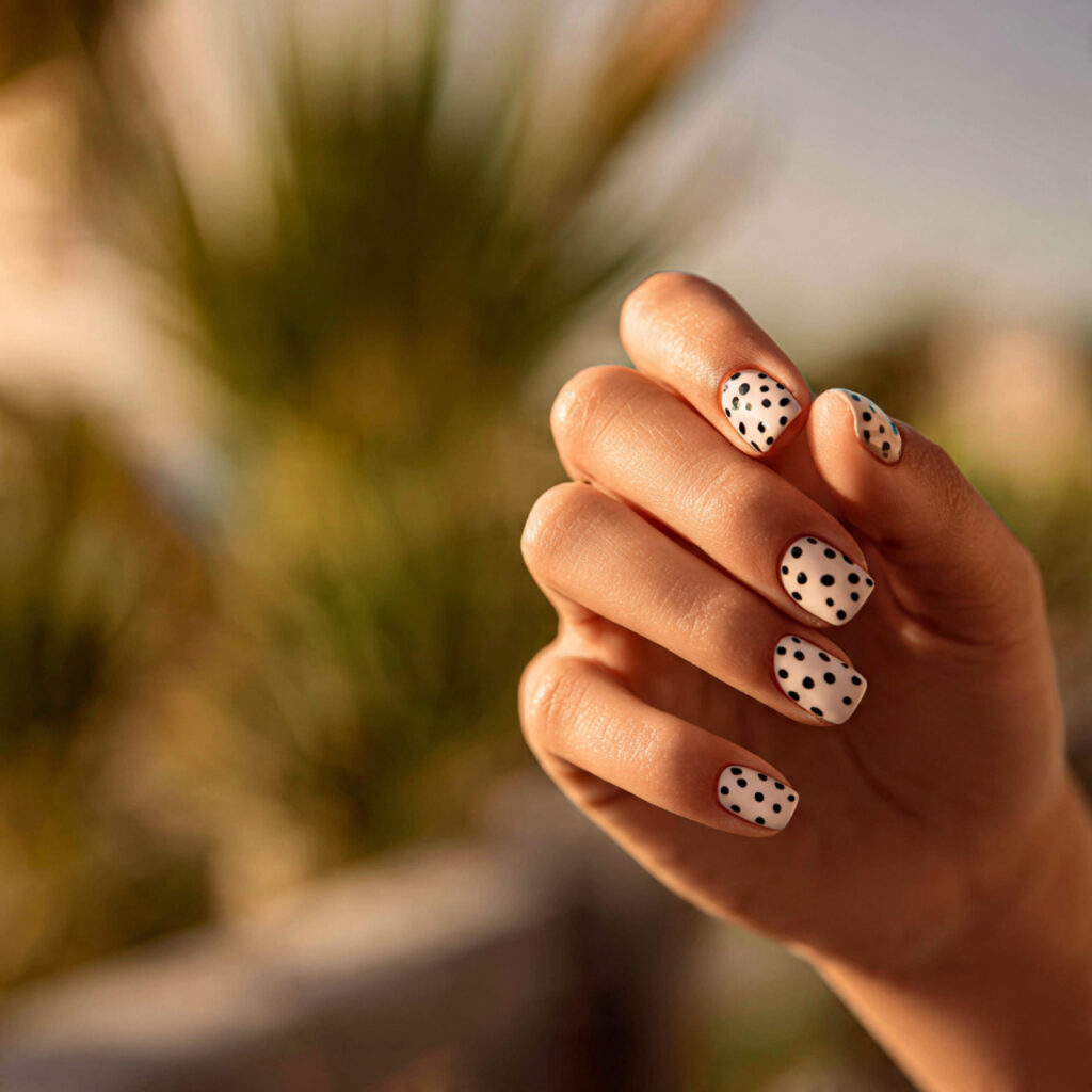 Extra Short Nails: Minimal, Cute & Effortlessly Chic 8 attractive minimal black dot short nails with outd