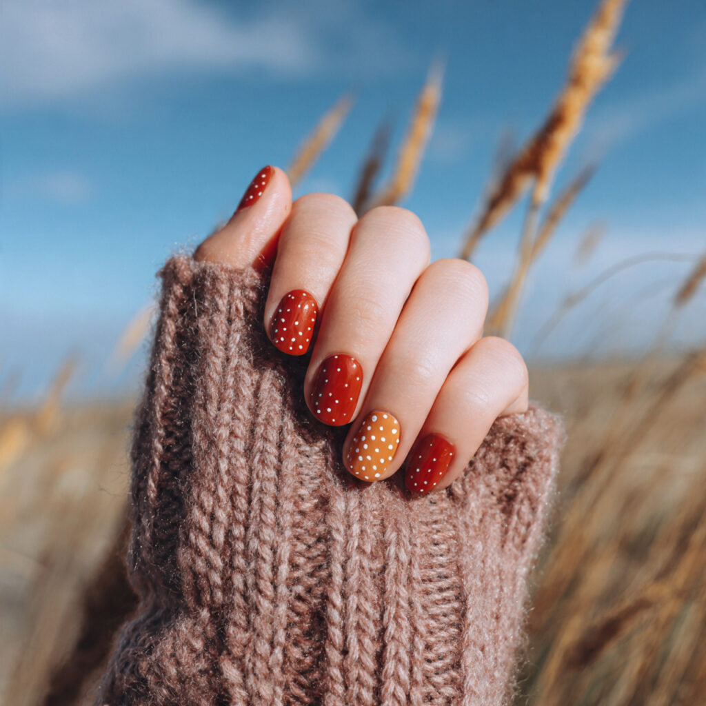 Short Nails Autumn: Cozy, Chic Looks You’ll Fall in Love With 14 attractive minimal dot autumn short nails with out