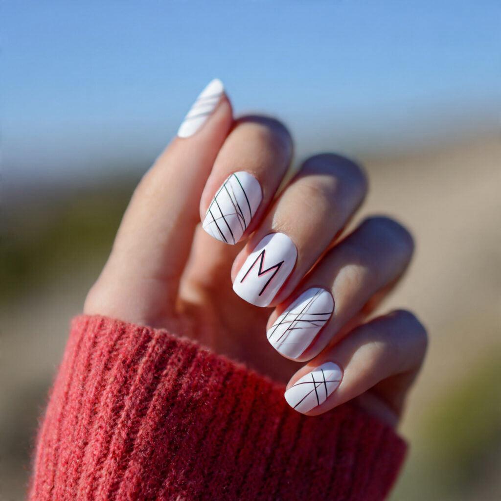 Nail Inspo with Initial: Personal, Pretty & Totally Your Vibe 12 attractive minimal line art nails with initial wit