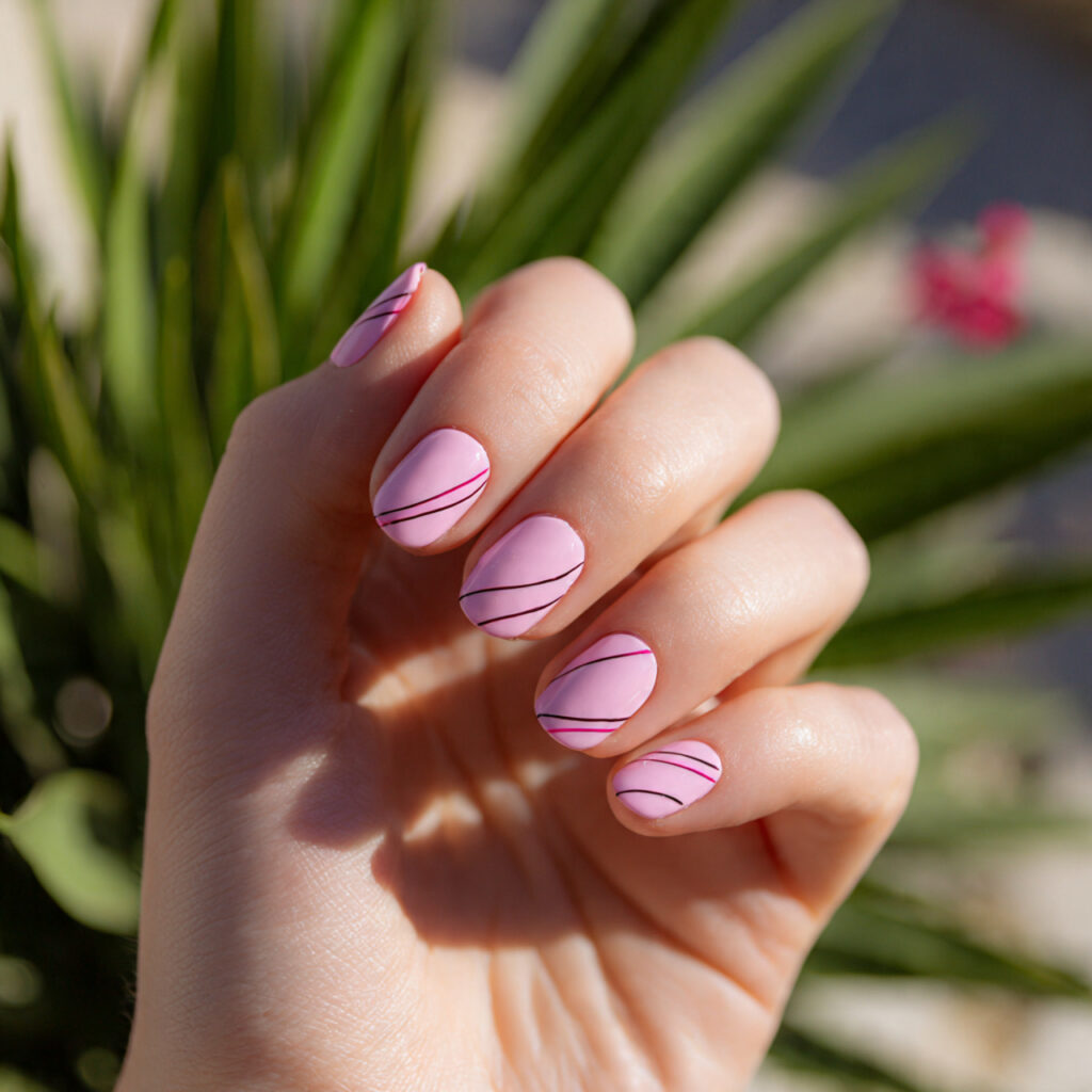 Pink Nude Nails: 12 Soft, Elegant & Effortlessly Addictive 12 attractive minimal line art pink nails with outdoo