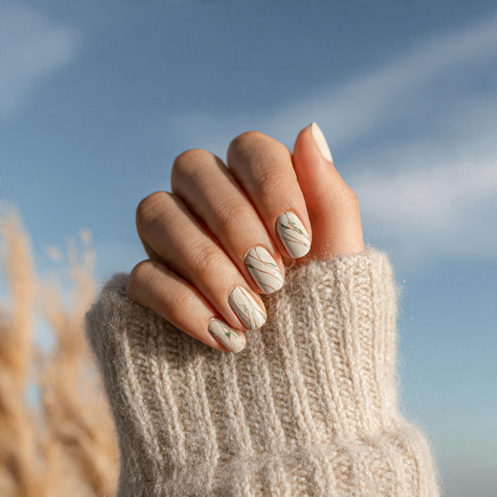attractive minimal line nails with outdoor backgro