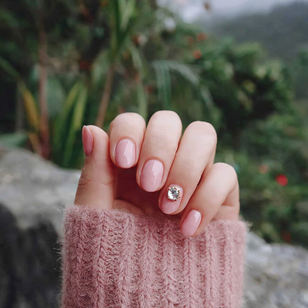 attractive minimal nails with single charm with ou